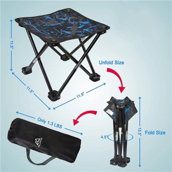 Camping Stool Portable Folding Stool Portable Chair Mini Foldable Stool - Picture 3 of 5